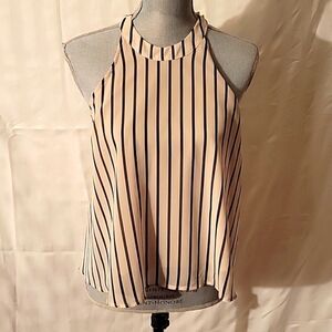ASTR High Neck Striped Sleeveless  Blouse, Size: S